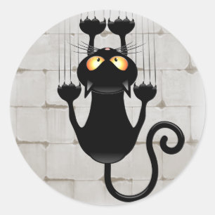 Cat Falling down fun cartoon character Classic Round Sticker