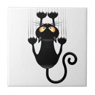 Cat Falling down fun cartoon character Tapestry Tile