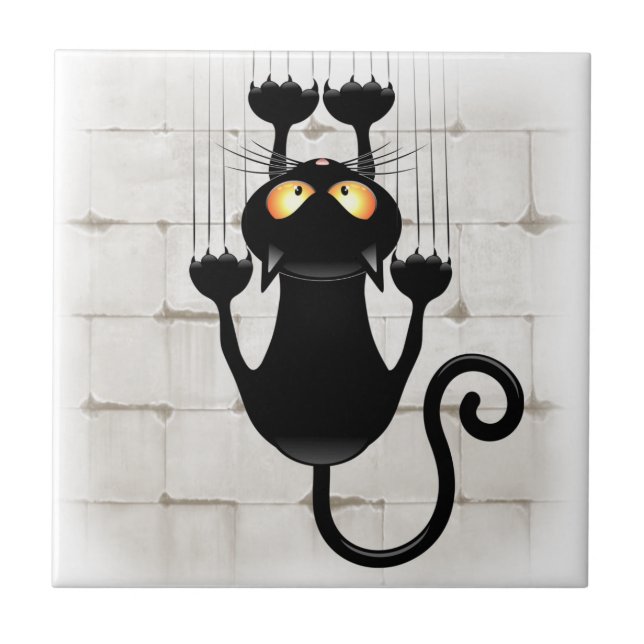Cat Falling down fun cartoon character Tile (Front)