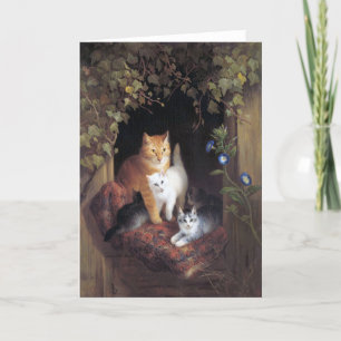 Cat Family and Ivy Leaf by Henriette Ronner-Knip Thank You Card