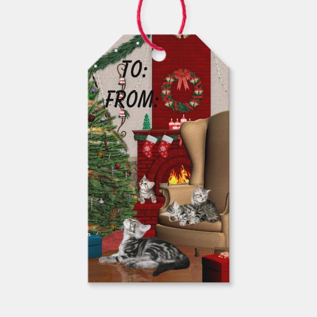 Cat family Christmas Gift Tags (Front)