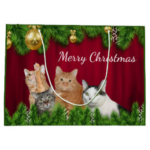 Cat family Christmas Large Gift Bag