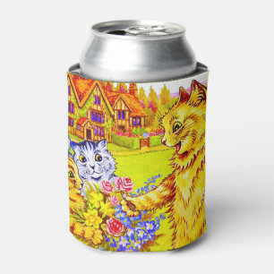 Cat Family in Garden Can Cooler