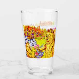 Cat Family in Garden Glass