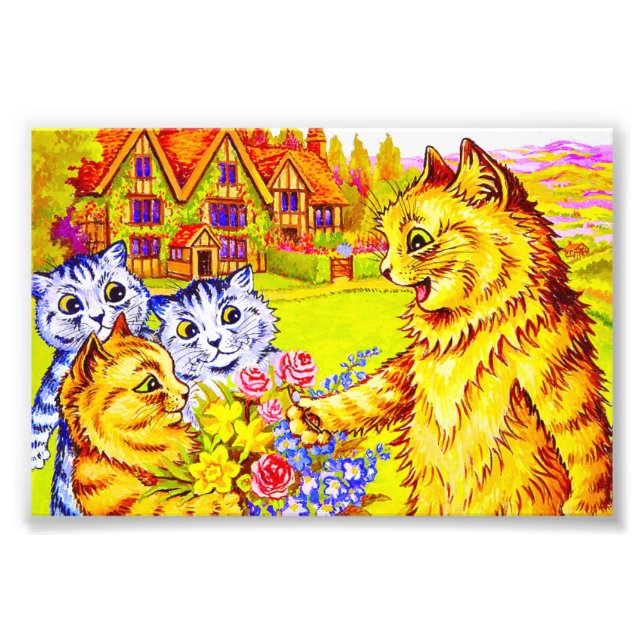 Cat Family in Garden Photo Print (Front)