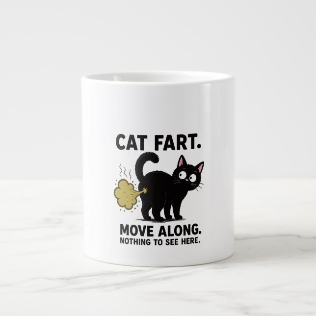 Cat Fart Move Along Nothing To See Here Funny  Large Coffee Mug (Front)