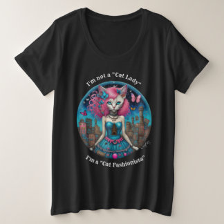 Cat Fashionista (dark shirt) Plus S Size T-Shirt