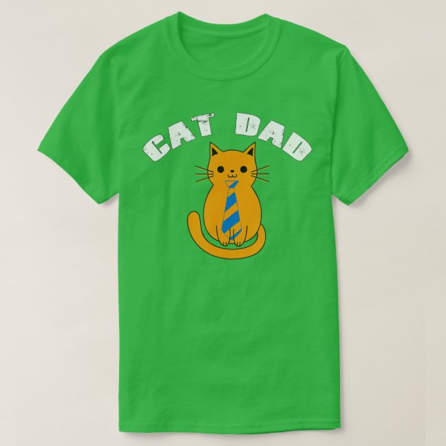 Cat Fathers Day Shirt Cat Dad Cat Wearing Tie Funn (Design Front)