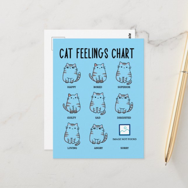 Cat Feelings Chart Postcard (Front/Back In Situ)