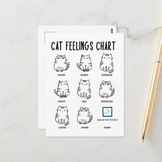 Cat Feelings Chart Postcard (Front/Back In Situ)