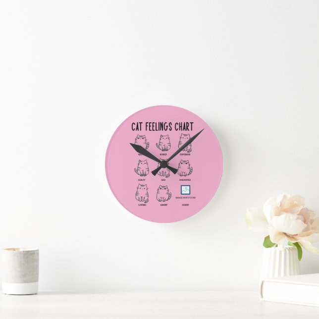 Cat Feelings Chart Round Clock (Home)