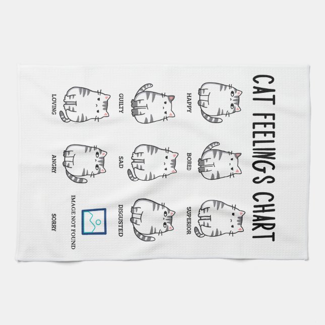 Cat Feelings Chart Tea Towel (Horizontal)