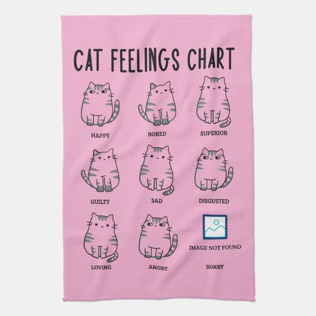 Cat Feelings Chart Tea Towel (Vertical)