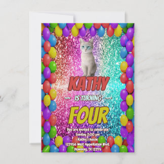 Cat Feline Kitten Meow Purrfect Cuddly themed Invitation