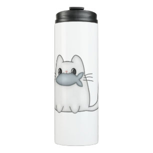 Cat Feline Little Cat Kawaii Fish Cartoon Mascot Thermal Tumbler