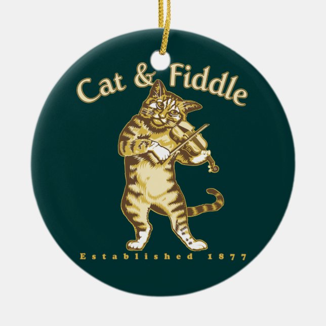 Cat & Fiddle Ceramic Tree Decoration (Front)