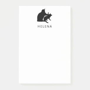 Cat Fight Drawing Funny Cats Sketch Personalised Post-it Notes
