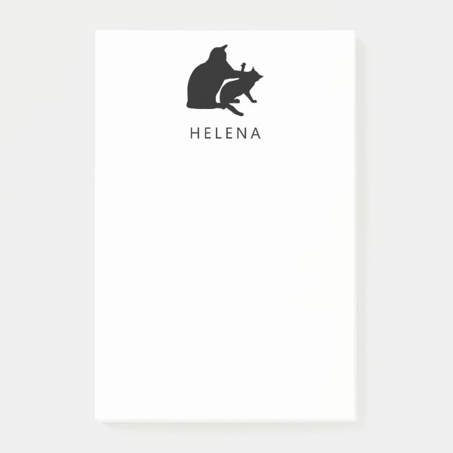 Cat Fight Drawing Funny Cats Sketch Personalised Post-it Notes (Front)