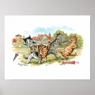 Cat Fight Louis Wain Poster