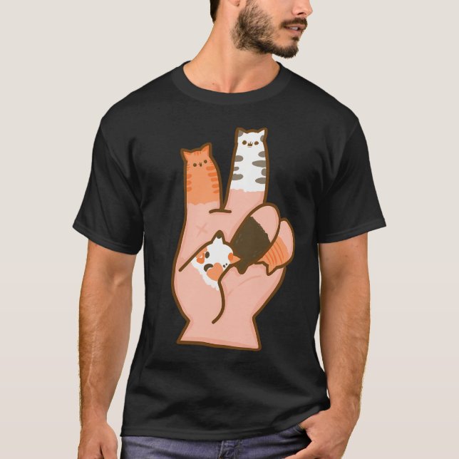 Cat Fingers Peace T-Shirt (Front)