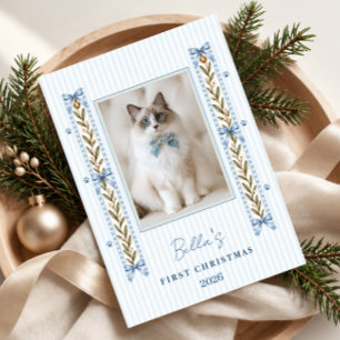 Cat First Christmas Photo Holiday Card