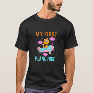 Cat First Ime Flying Aeroplane Ride Boys Girls T-Shirt