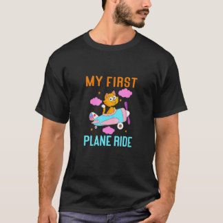 Cat First Ime Flying Aeroplane Ride Boys Girls T-Shirt