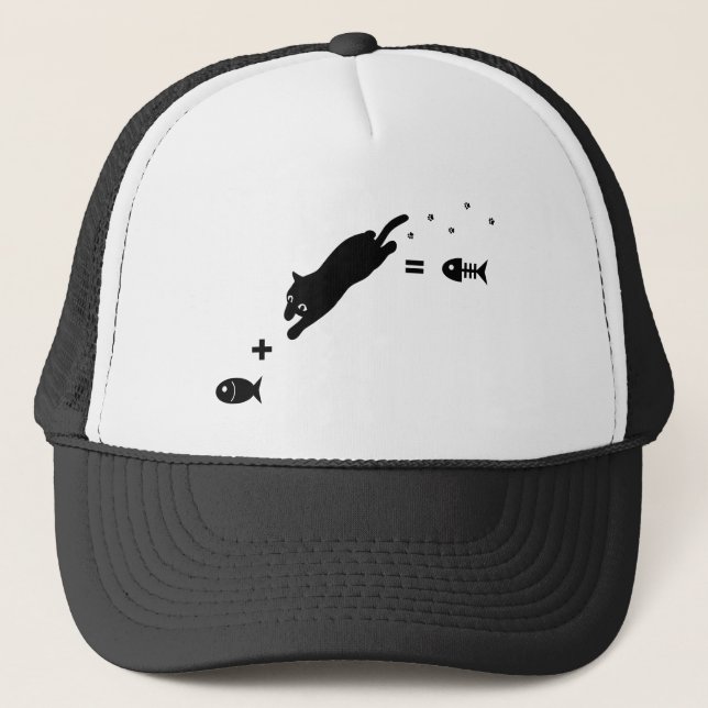 Cat + Fish = Bone Trucker Hat (Front)