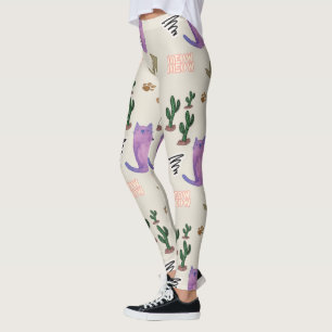 Cat Fish Cactus Paws Meow Leggings