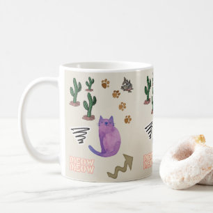 Cat Fish Meow Paws Cactus Mug