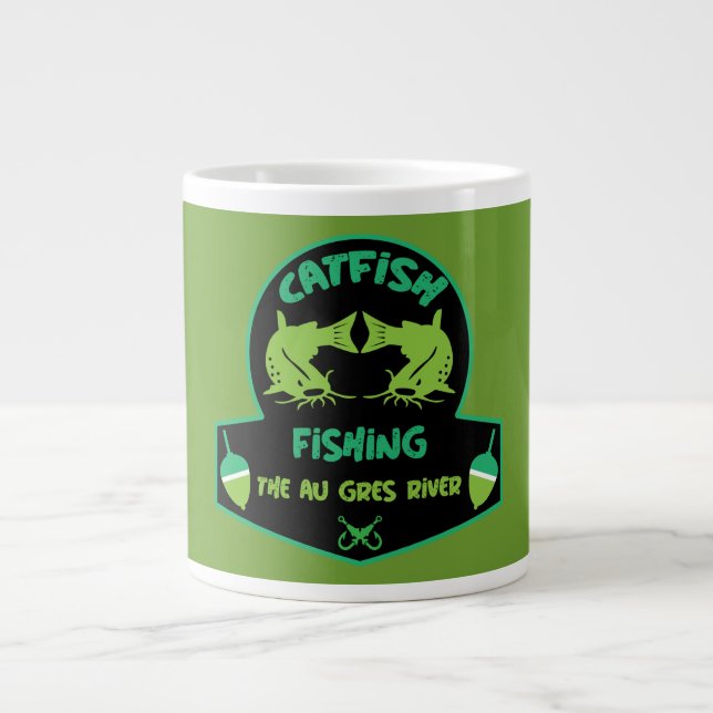 Cat Fishing  Au Gres Large Coffee Mug (Front)
