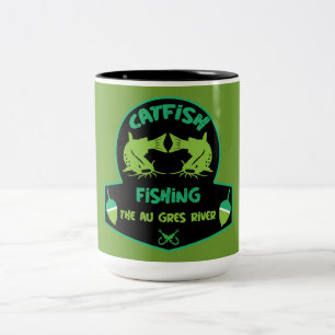 Cat Fishing Au Gres Two-Tone Coffee Mug
