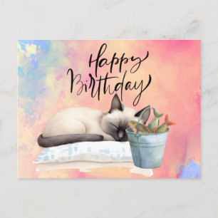 Cat Fishing lovers birthday with Fish   Postcard
