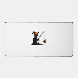 Cat Fishing Pumpkin Halloween Costume Cat Lover  Desk Mat