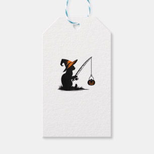 Cat Fishing Pumpkin Halloween Costume Cat Lover Gift Tags