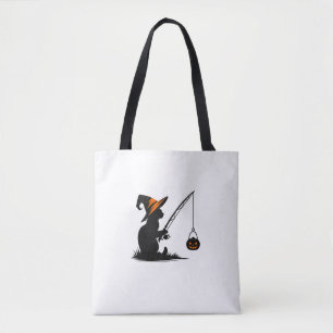 Cat Fishing Pumpkin Halloween Costume Cat Lover  Tote Bag