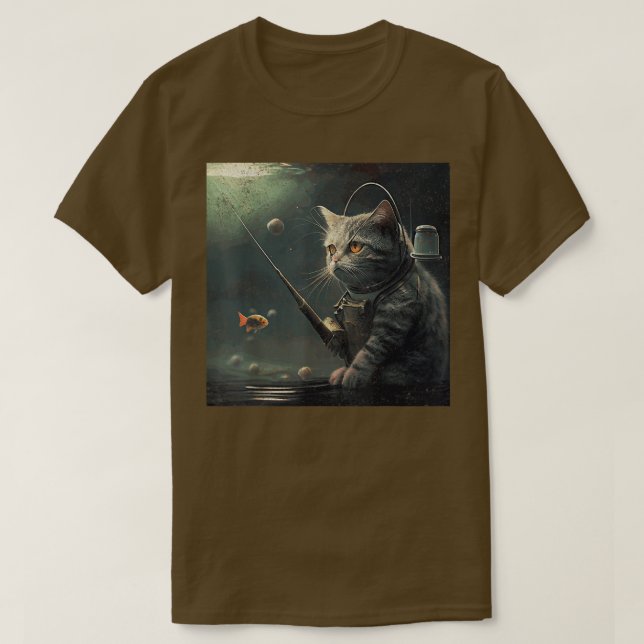 Cat Fishing Space  T-Shirt (Design Front)