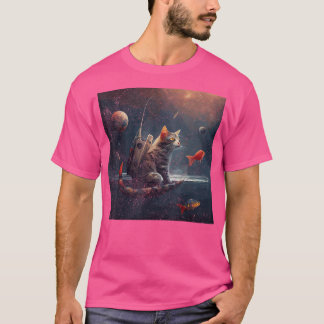 Cat Fishing Space T-Shirt
