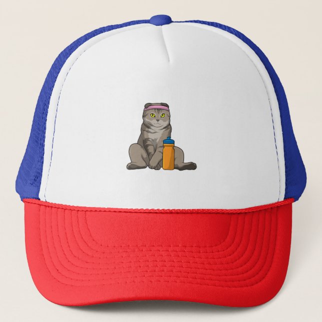 Cat Fitness Drinking mug Trucker Hat (Front)