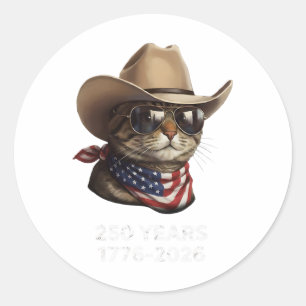 Cat Flag 250 Years 1776-2026 250th Birthday Classic Round Sticker