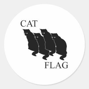 Cat Flag Funny Black Flag Classic Round Sticker