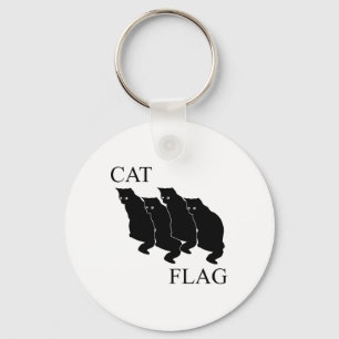 Cat Flag Funny Black Flag Key Ring