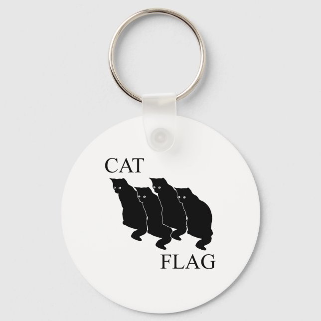 Cat Flag Funny Black Flag  Key Ring (Front)