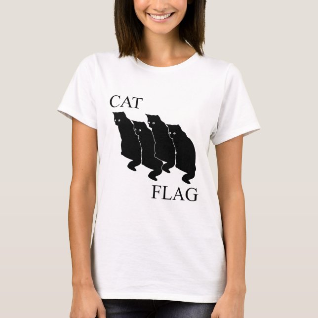 Cat Flag Funny Black Flag  T-Shirt (Front)