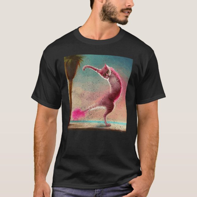 Cat Flamingo Dabbing Dance T-Shirt (Front)