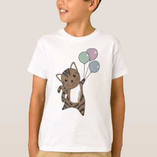 Cat Flies Up With Colourful Balloons T-Shirt
