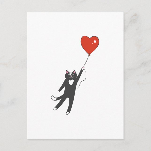 Cat floating tied to a balloon - Choose back colou Postcard (Front)