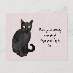 Cat floral background postcard