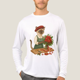 Cat Florist arranging flowers for Christmas Tri-Blend Shirt