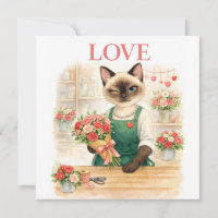 Cat Florist with Love Letter for Lover